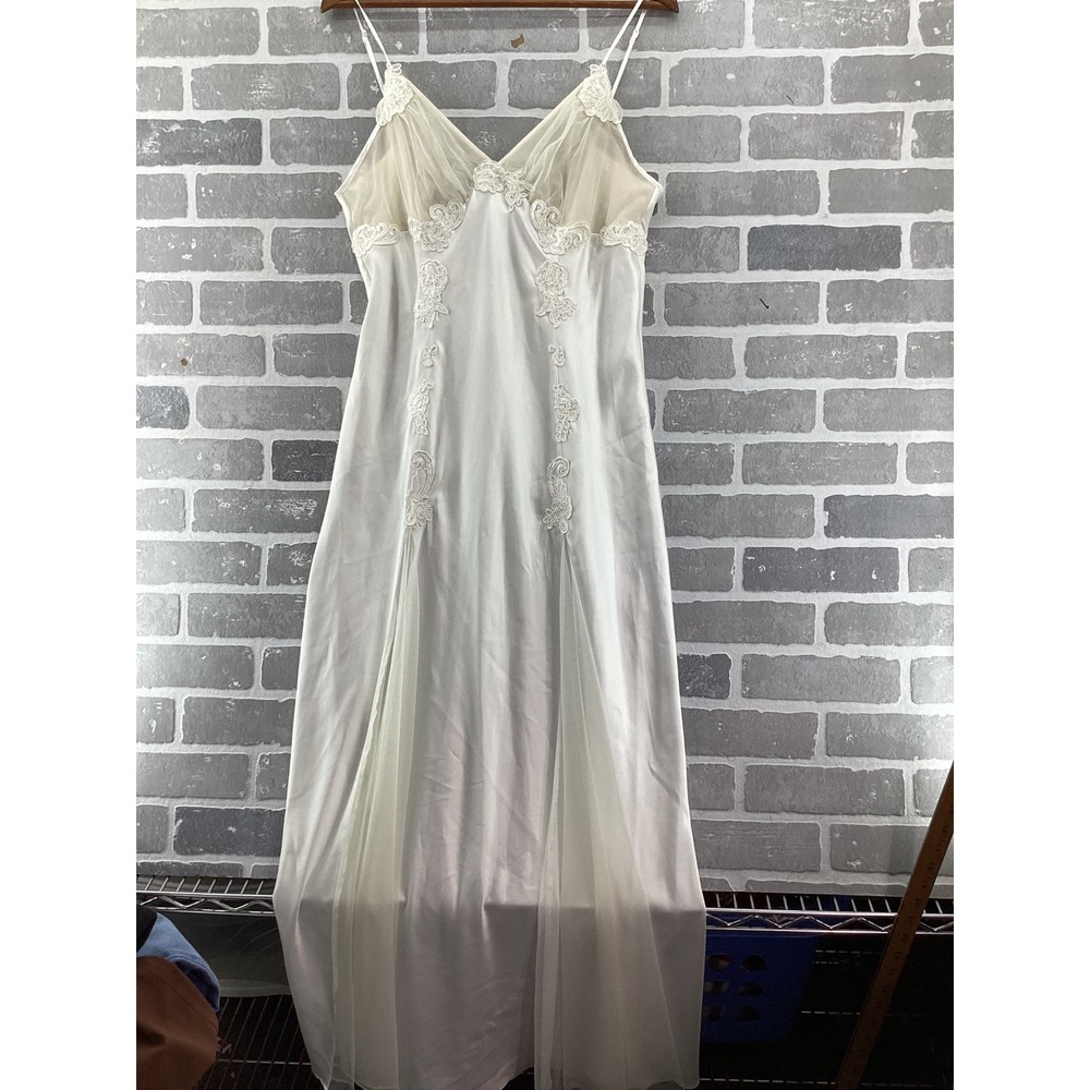 Victoria's Secret Ivory White Lace Mesh Long Nightgown Maxi Slip Dress Large